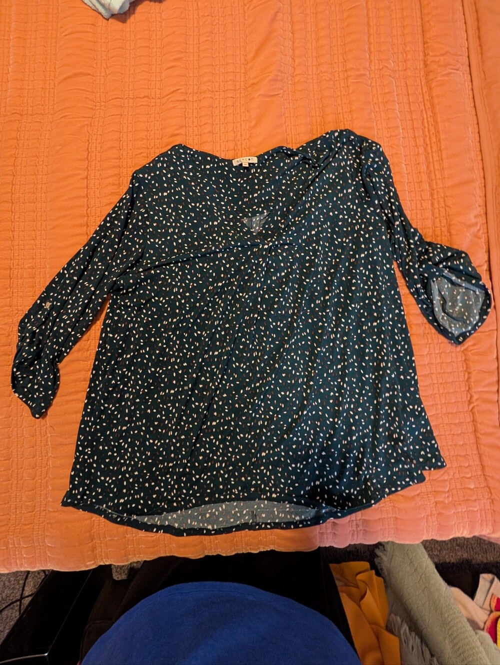 Beacon Dark Green Printed V-Neck Tunic